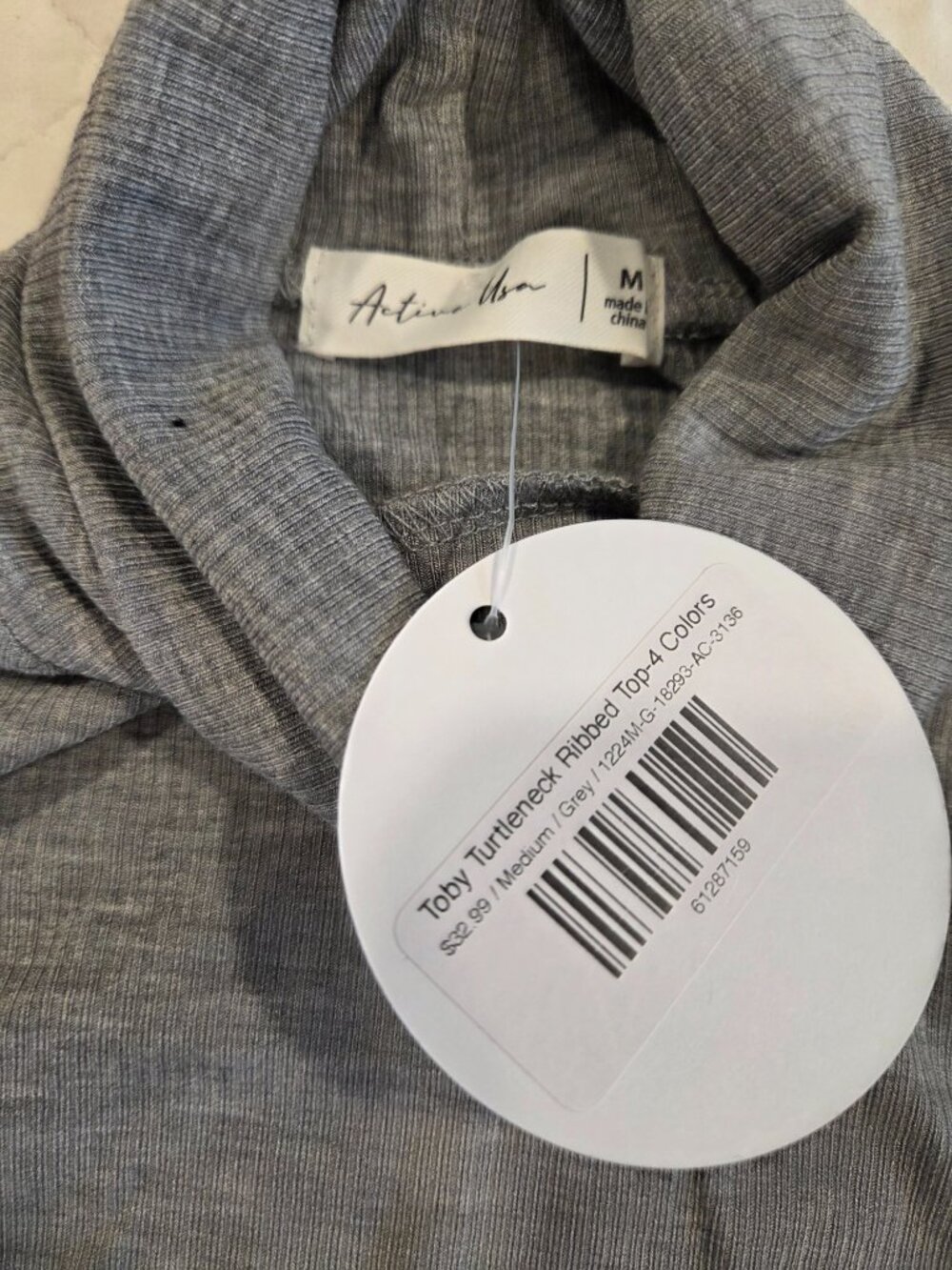 Gray Ribbed Turtle Neck - Picture 3 of 4